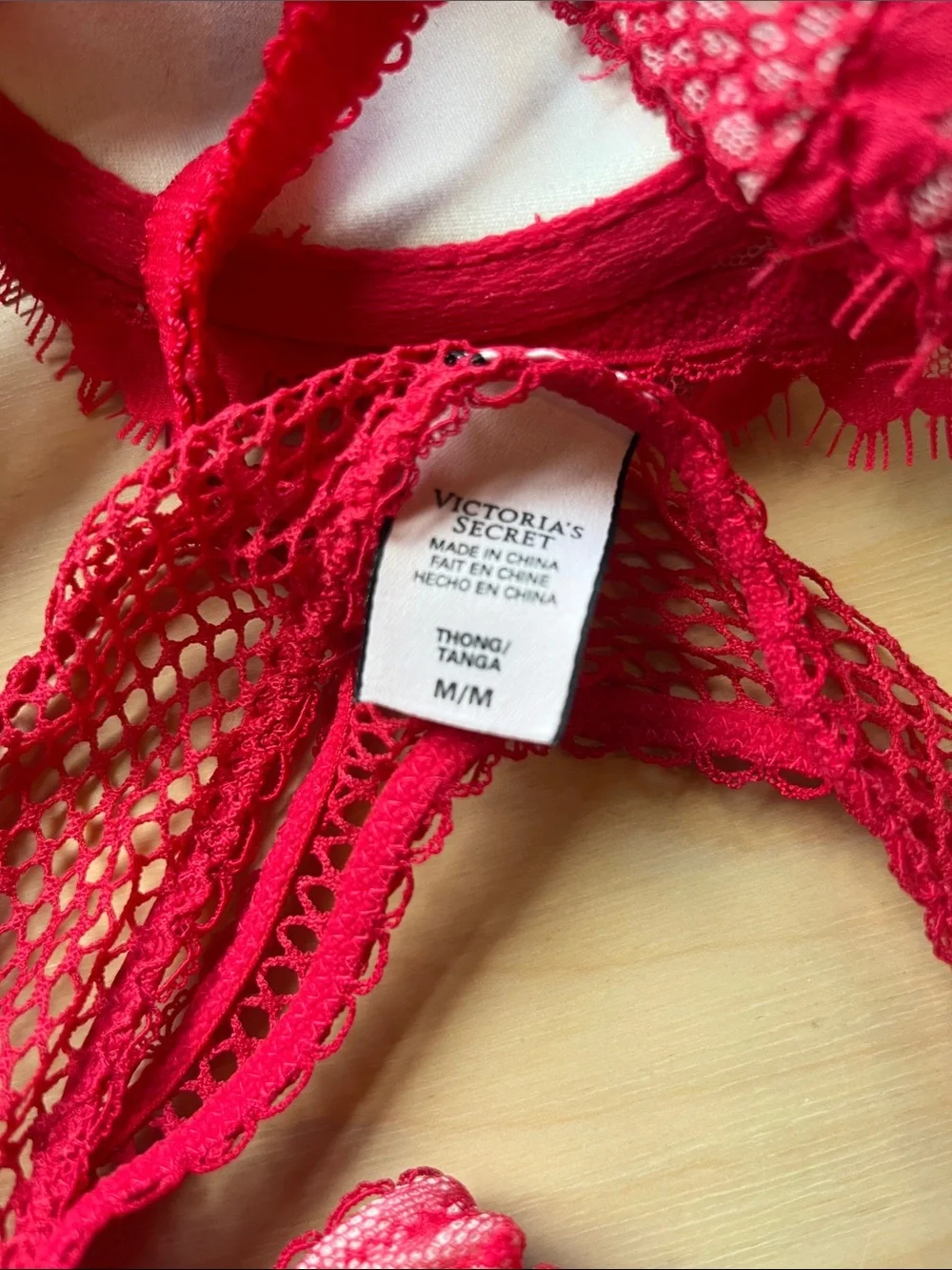 Victorias Secret sexy red lace matching bra + thong